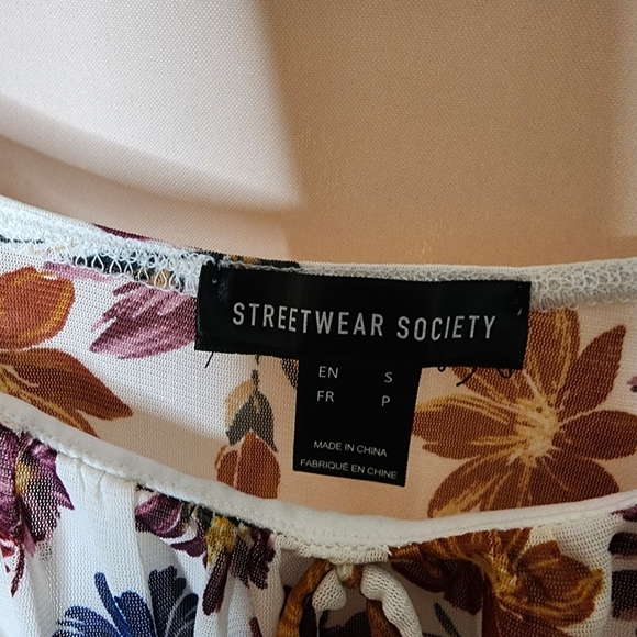 Mesh flower top / blouse Streetwear Society SWS / floral mesh / long sleeve - Picture 2 of 6